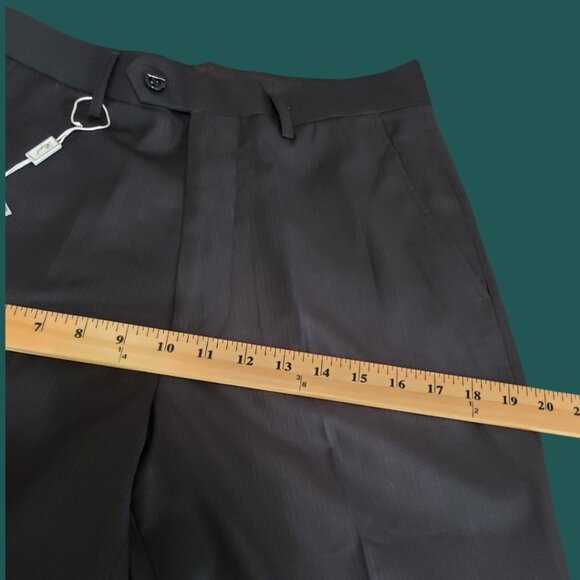 Royal Pinstripe Dress Pants Wool Blend  Formal Trousers BLk Size 30x40 - Picture 7 of 16
